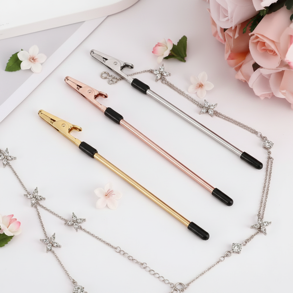Gold, Rose Gold & Silver Jewellery Helper Tools - White Background