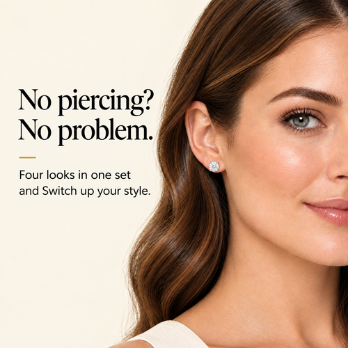 Magnetic earrings hero with headline and benefits