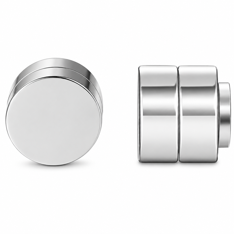 Plain round magnetic piece, front and side views