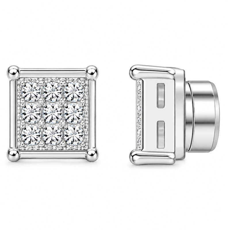 Rectangular sparkle magnetic earring