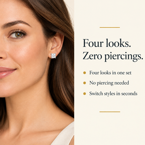 Women’s magnetic earrings hero with reversed layout